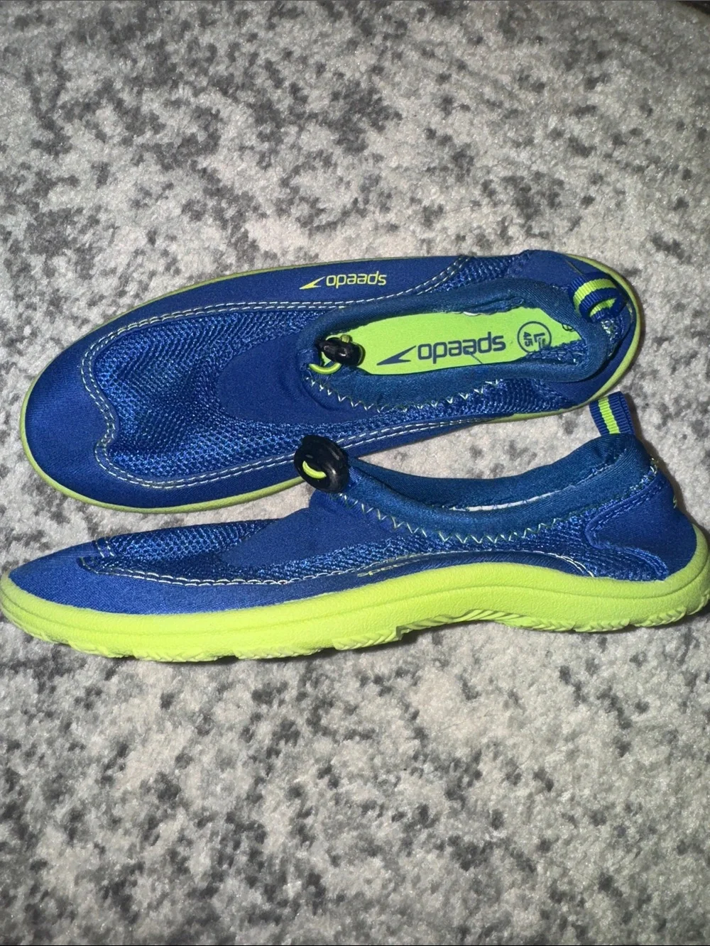 Speedo Kids Blue and Lime Water Shoes - Toggle Closure Swim Shoes